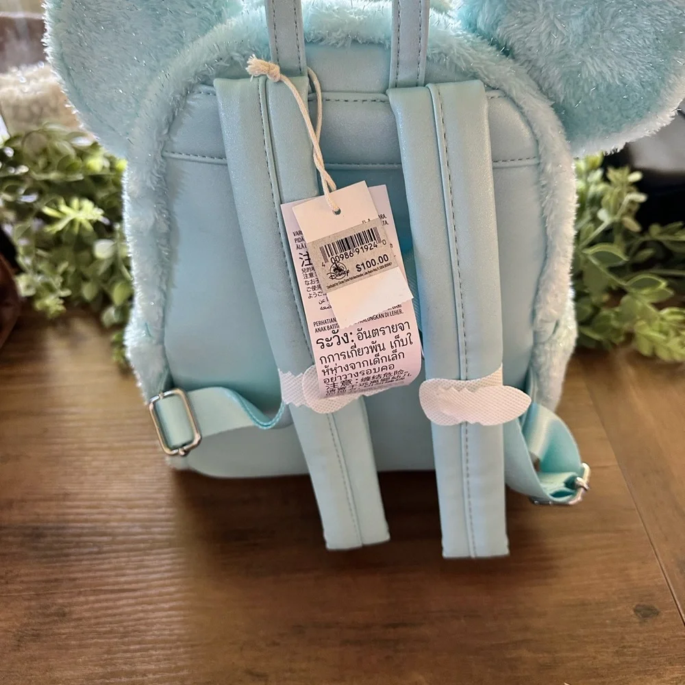 Disney park Loungefly Mint Plush Backpack with Bow Tinsel - Picture 5 of 5